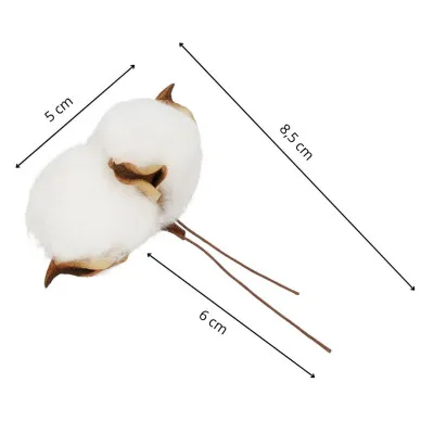 Kvety bavlny 5cm prírodná sada 12ks, vianočné dekorácie