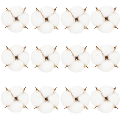 Kvety bavlny 5cm prírodná sada 12ks, vianočné dekorácie