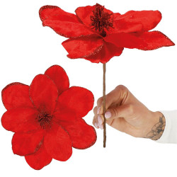 Magnólia na stonke 24x31cm červená, vianočné dekorácie