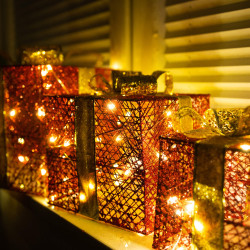 LED svetelná dekorácia Darčeky sada 3ks, vianočné dekorácie