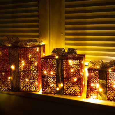 LED svetelná dekorácia Darčeky sada 3ks, vianočné dekorácie