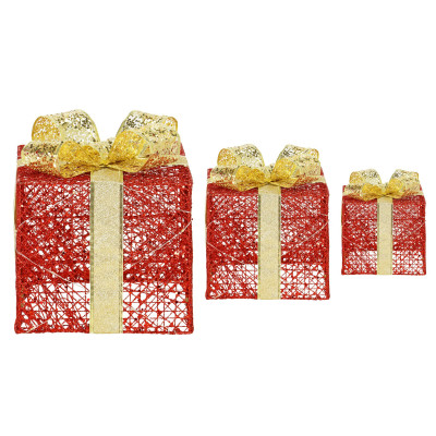 LED svetelná dekorácia Darčeky sada 3ks, vianočné dekorácie