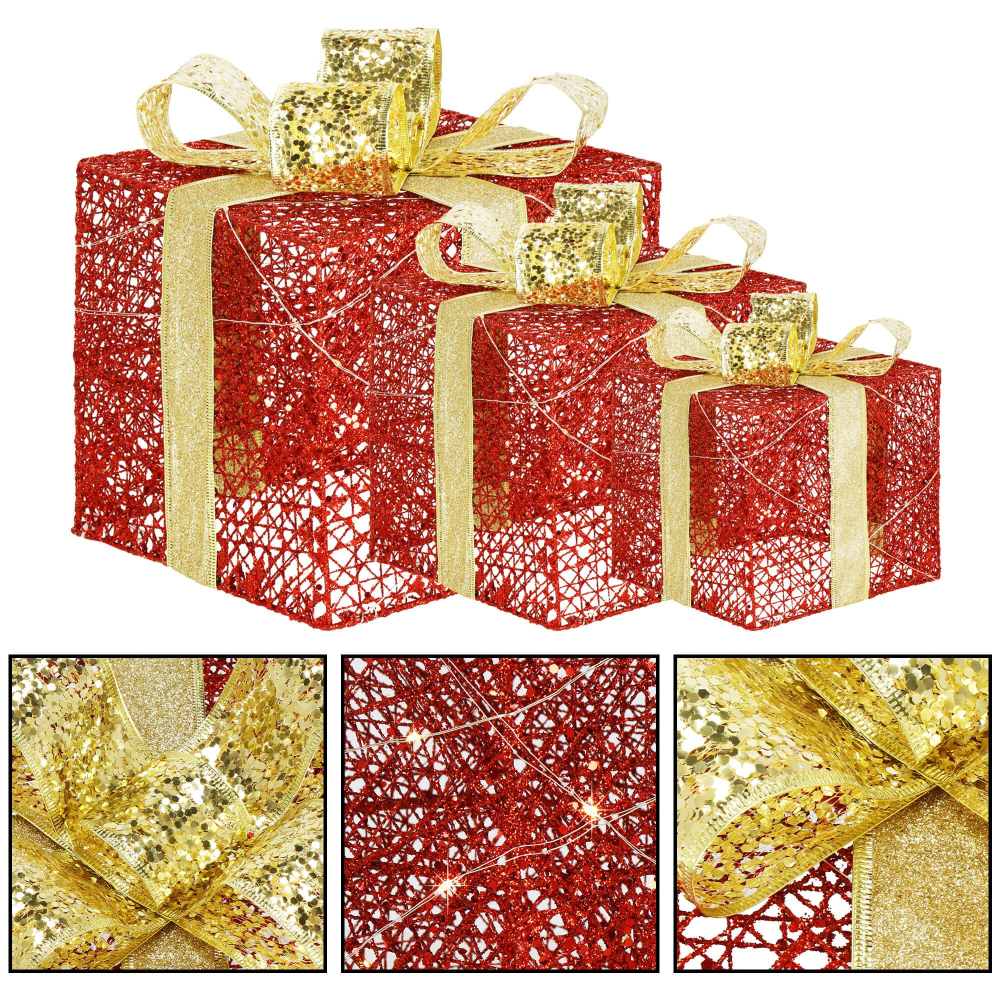 LED svetelná dekorácia Darčeky sada 3ks, vianočné dekorácie