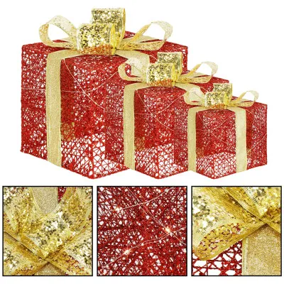 LED svetelná dekorácia Darčeky sada 3ks, vianočné dekorácie