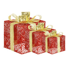 LED svetelná dekorácia Darčeky sada 3ks, vianočné dekorácie