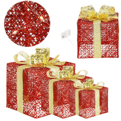 LED svetelná dekorácia Darčeky sada 3ks, vianočné dekorácie