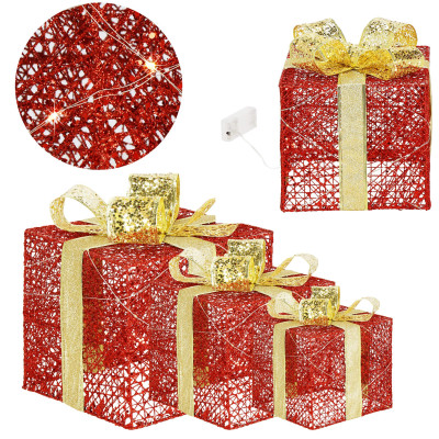 LED svetelná dekorácia Darčeky sada 3ks, vianočné dekorácie