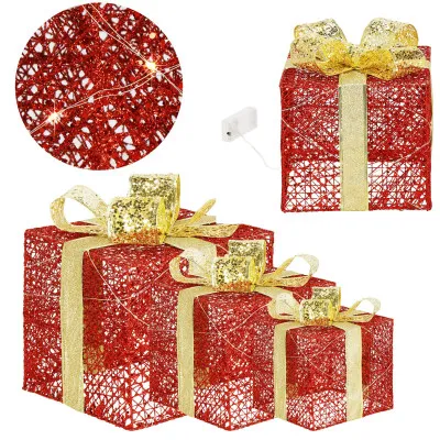 LED svetelná dekorácia Darčeky sada 3ks, vianočné dekorácie