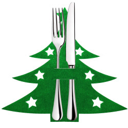 Obal na príbory Stromček zelený, sada 2ks, vianočné dekorácie