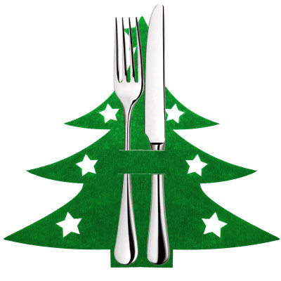 Obal na príbory Stromček zelený, sada 2ks, vianočné dekorácie