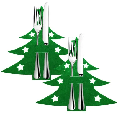 Obal na príbory Stromček zelený, sada 2ks, vianočné dekorácie