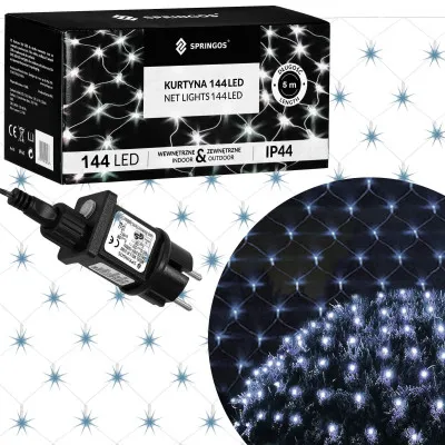 LED svetelná sieť - 2x2m, 144LED, 8 funkcií, pamäť, IP44, studená biela