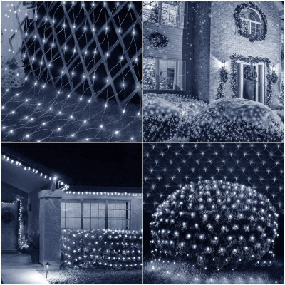 LED svetelná sieť - 2x2m, 144LED, 8 funkcií, pamäť, IP44, studená biela