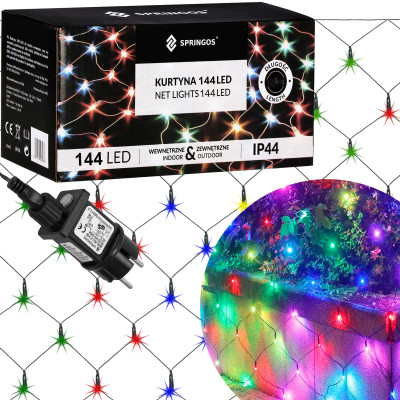 LED svetelná sieť - 2x2m, 144LED, 8 funkcií, pamäť, IP44, multicolor