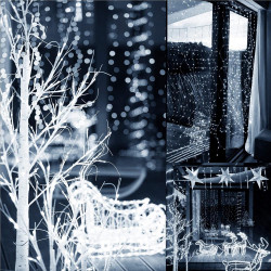 LED svetelný záves - 3x3m, 300LED, 8 funkcií, ovládač, pamäť, IP20, studená biela