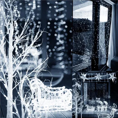 LED svetelný záves - 3x3m, 300LED, 8 funkcií, ovládač, pamäť, IP20, studená biela