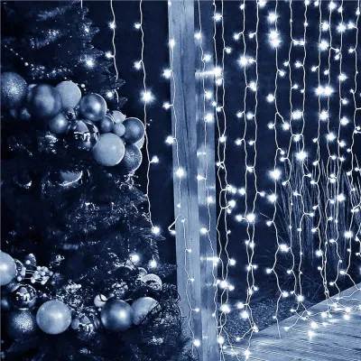 LED svetelný záves - 3x3m, 300LED, 8 funkcií, ovládač, pamäť, IP20, studená biela