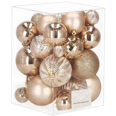 Vianočné banky zlato-ružové mix - sada 33ks