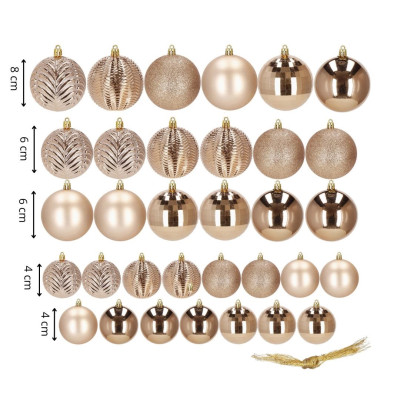 Vianočné banky zlato-ružové mix - sada 33ks