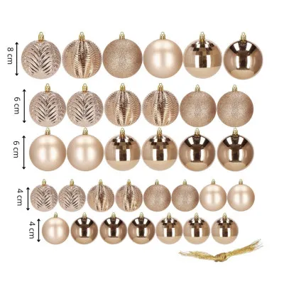 Vianočné banky zlato-ružové mix - sada 33ks