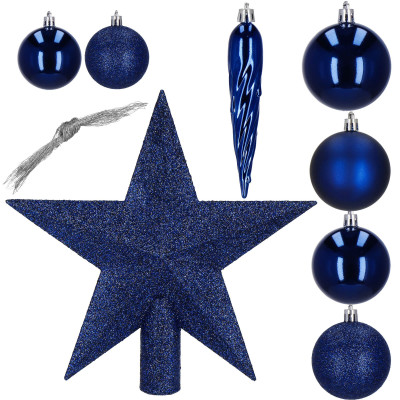 Vianočné ozdoby modré mix - sada 33ks