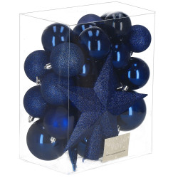 Vianočné ozdoby modré mix - sada 33ks