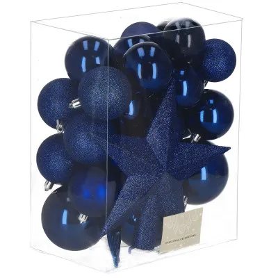 Vianočné ozdoby modré mix - sada 33ks