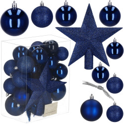 Vianočné ozdoby modré mix - sada 33ks