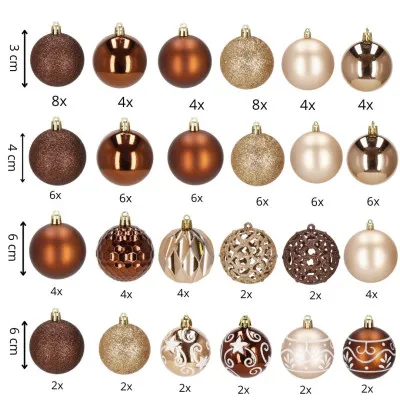 Maxi 101 dielna sada vianočných ozdôb zlato-hnedá