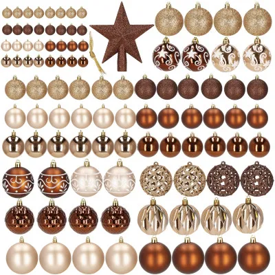 Maxi 101 dielna sada vianočných ozdôb zlato-hnedá