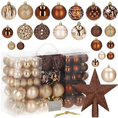 Maxi 101 dielna sada vianočných ozdôb zlato-hnedá