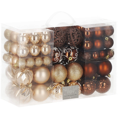 Maxi 101 dielna sada vianočných ozdôb zlato-hnedá