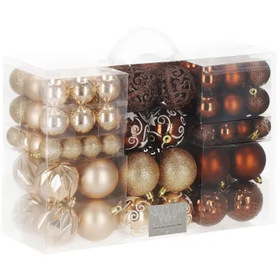 Maxi 101 dielna sada vianočných ozdôb zlato-hnedá