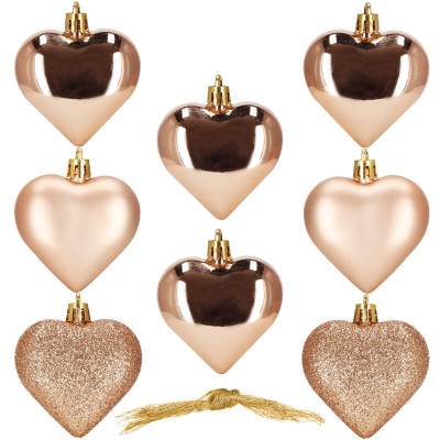 Srdiečka ružová sada 8ks, vianočné ozdoby