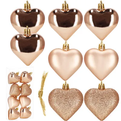 Srdiečka ružová sada 8ks, vianočné ozdoby
