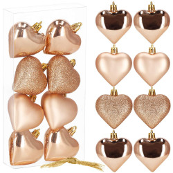 Srdiečka ružová sada 8ks, vianočné ozdoby