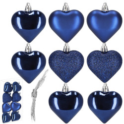 Srdiečka modrá sada 8ks, vianočné ozdoby
