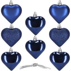 Srdiečka modrá sada 8ks, vianočné ozdoby