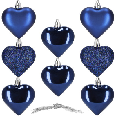 Srdiečka modrá sada 8ks, vianočné ozdoby