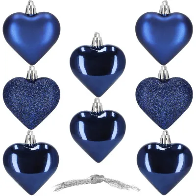 Srdiečka modrá sada 8ks, vianočné ozdoby