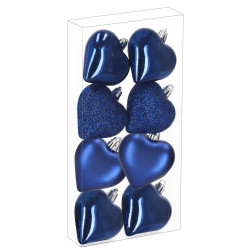 Srdiečka modrá sada 8ks, vianočné ozdoby
