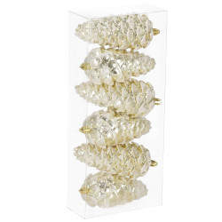 Šišky 14cm zlaté sada 6ks, vianočné ozdoby