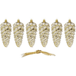 Šišky 14cm zlaté sada 6ks, vianočné ozdoby