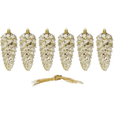 Šišky 14cm zlaté sada 6ks, vianočné ozdoby