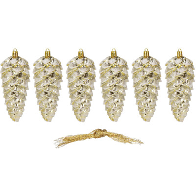 Šišky 14cm zlaté sada 6ks, vianočné ozdoby