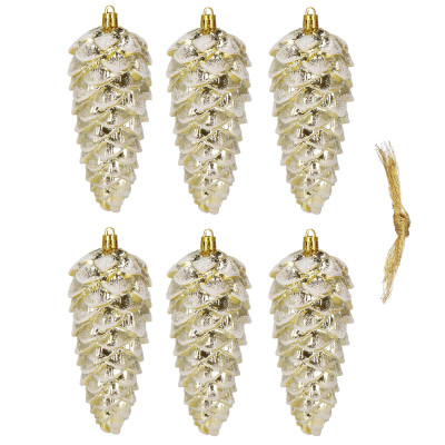 Šišky 14cm zlaté sada 6ks, vianočné ozdoby