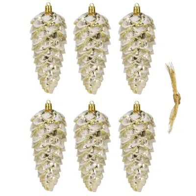 Šišky 14cm zlaté sada 6ks, vianočné ozdoby