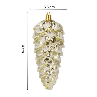 Šišky 14cm zlaté sada 6ks, vianočné ozdoby