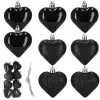 Srdiečka čierna sada 8ks, vianočné ozdoby