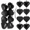 Srdiečka čierna sada 8ks, vianočné ozdoby